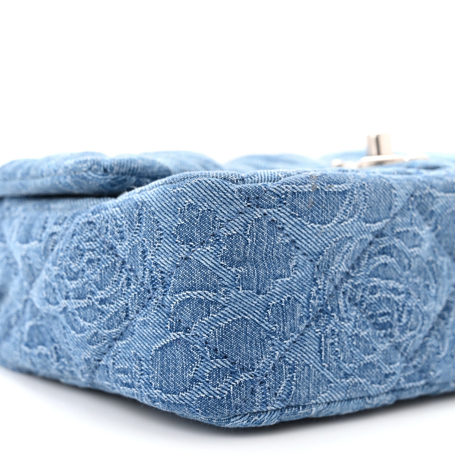 Chanel Denim Quilted Camellia Sweetheart Mini Flap Blue 9 of 11
