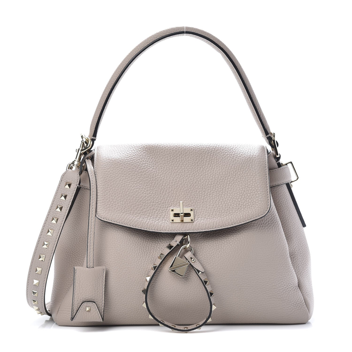 Valentino Garavani Pebbled Calfskin Rockstud Twiny Top Handle Bag Poudre 1 of 11