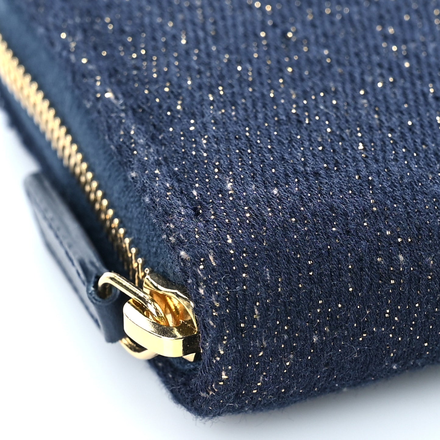 Lurex Canvas Medium Deauville Zip Around Wallet Navy Blue Gold
