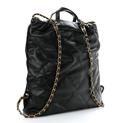 Chanel Shiny Calfskin Quilted Chanel 22 Backpack Black 3 of 10