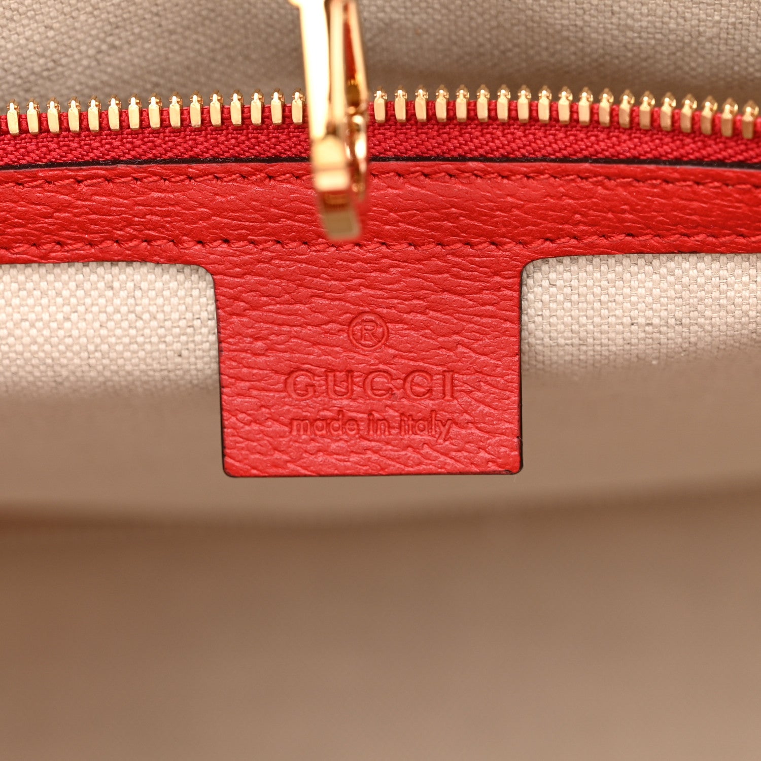 Gucci GG Supreme Monogram Apple Dollar Calfskin Large Retro Interlocking G Tote Bag Beige Ebony Multicolor Lobster Red 6 of 8