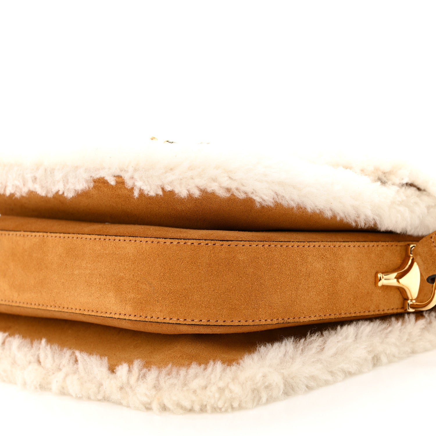 Gucci Suede Shearling Horsebit 1955 Shoulder Bag Brown 10 of 10