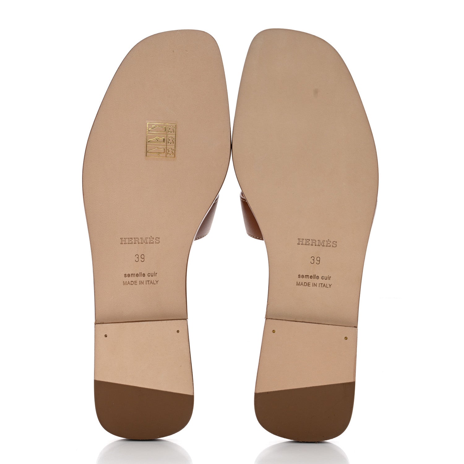 Hermes Box Calfskin Oran Sandals 39 Gold 5 of 8