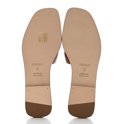 Hermes Box Calfskin Oran Sandals 39 Gold 5 of 8
