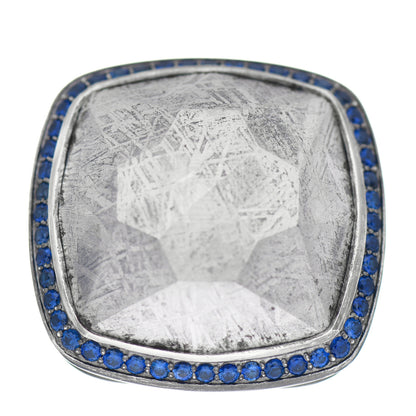 David Yurman Darkened Sterling Silver Meteorite Blue Sapphire Albion Ring 54 6.75 1 of 5