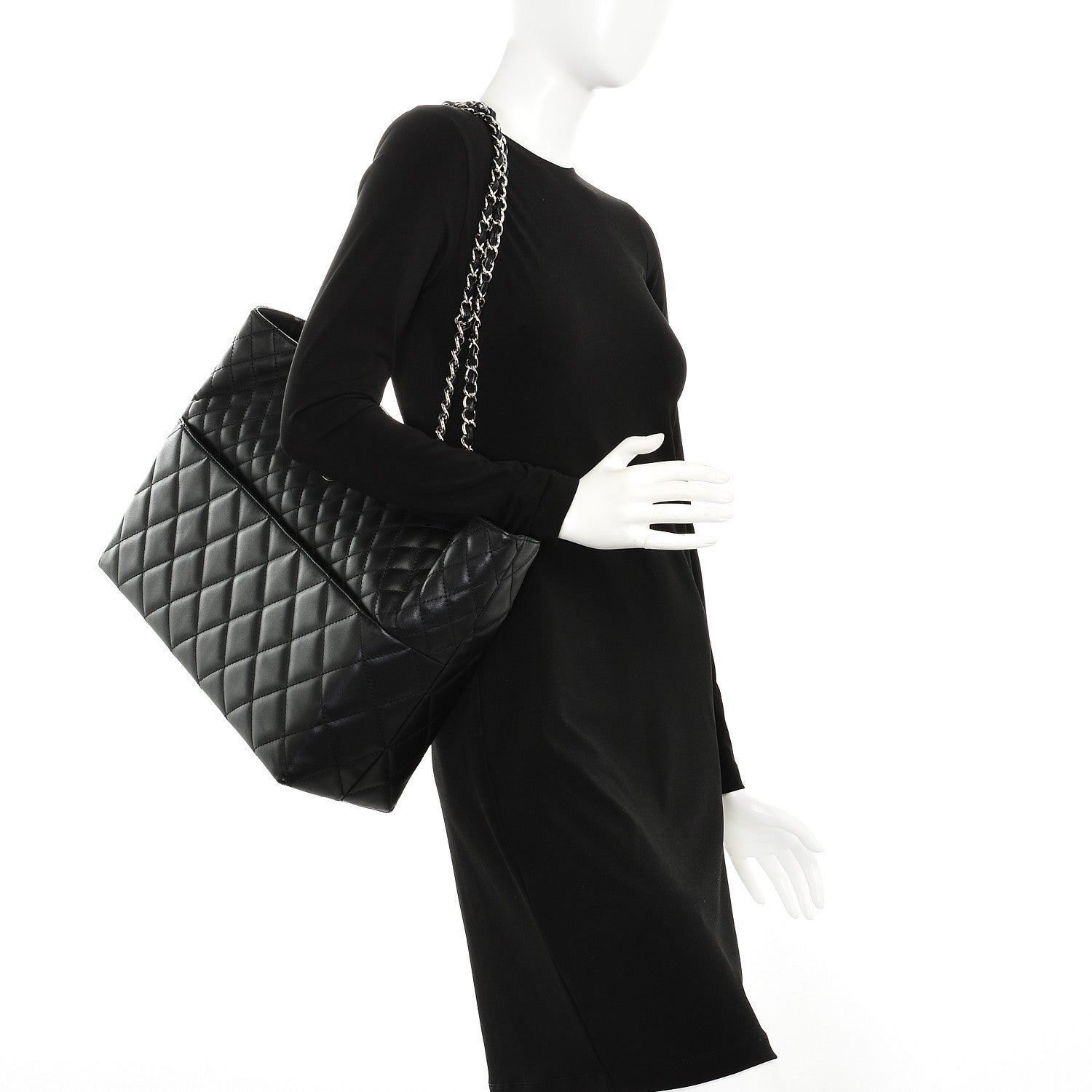 Chanel Calfskin Quilted Large In The Business Tote Black 2 of 7