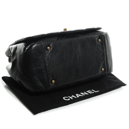 Chanel Aged Calfskin Quilted Large Pondichery Flap Black 4 of 9