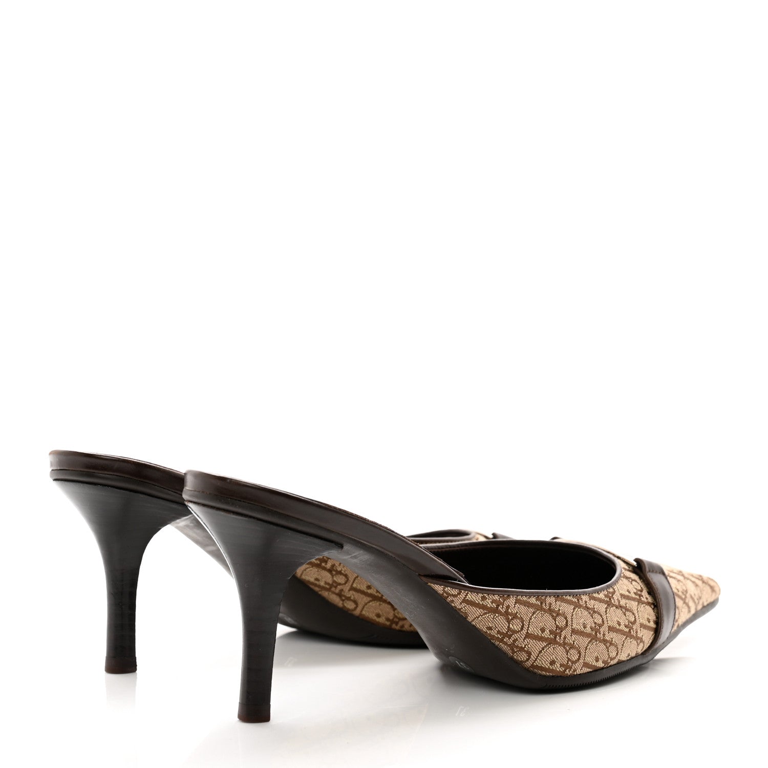 Christian Dior Canvas Monogram Pointed Toe Mules 37 Brown 4 of 7