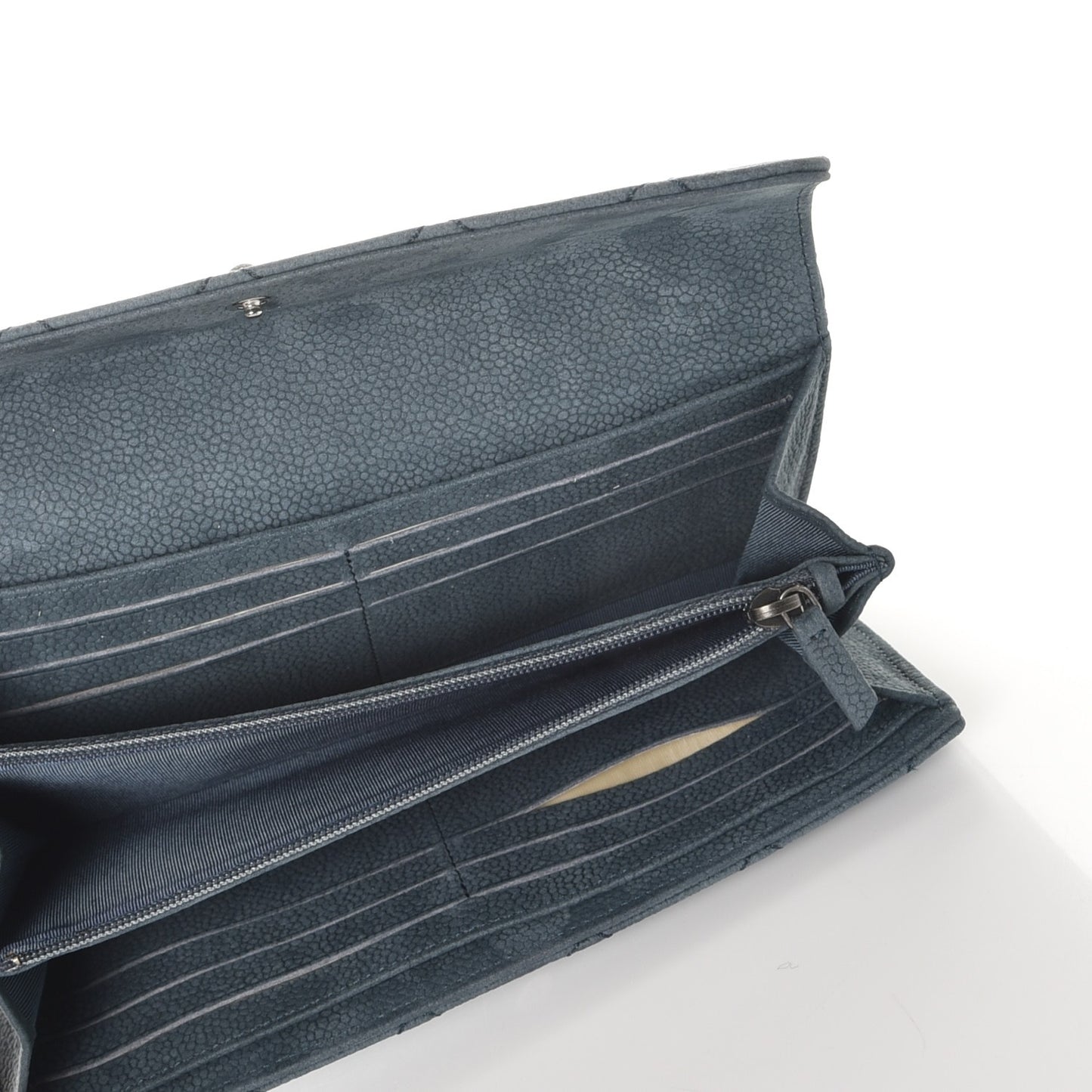 Iridescent Caviar Quilted Large Reissue Flap Wallet Blue