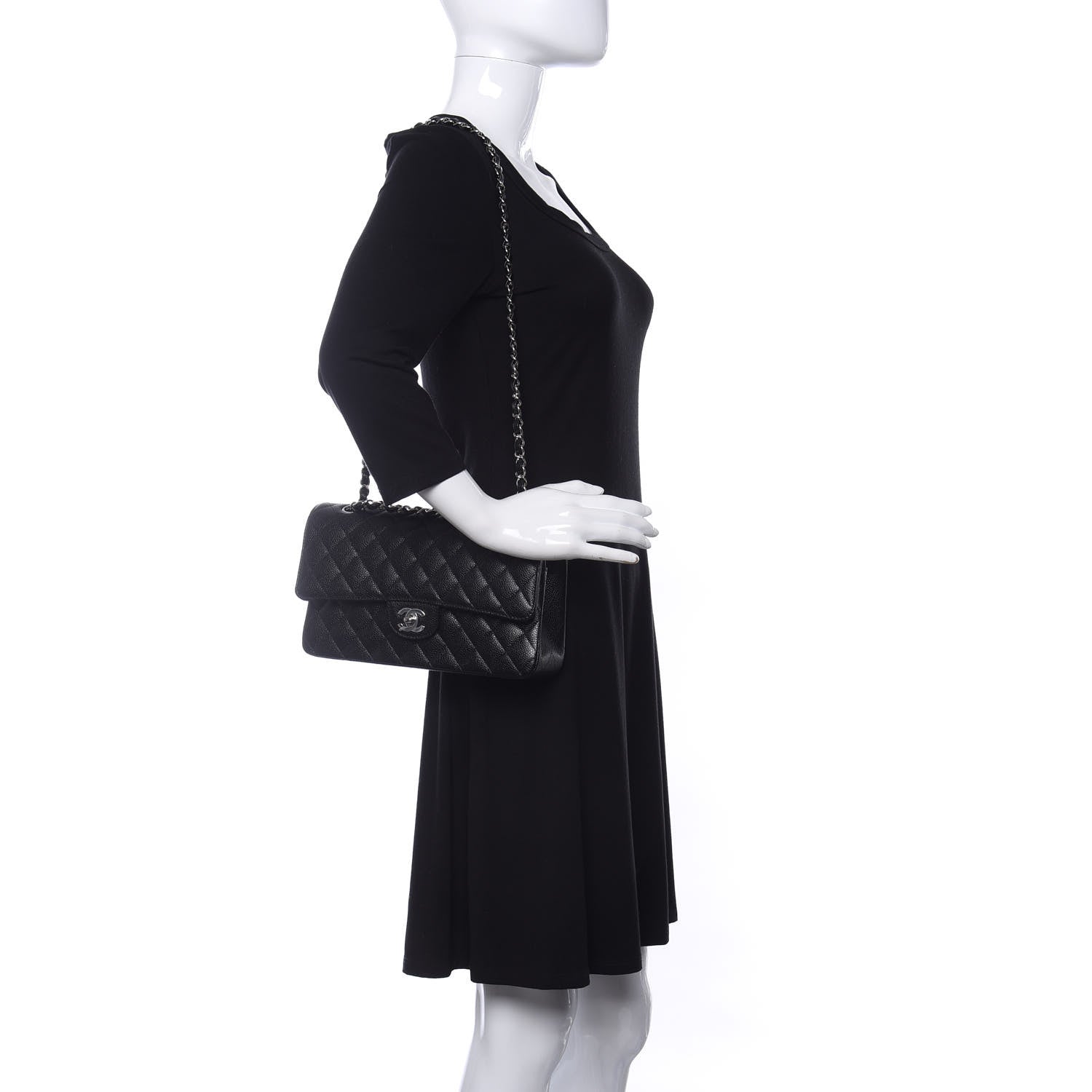 Chanel Caviar Quilted Medium Double Flap Black 2 of 10