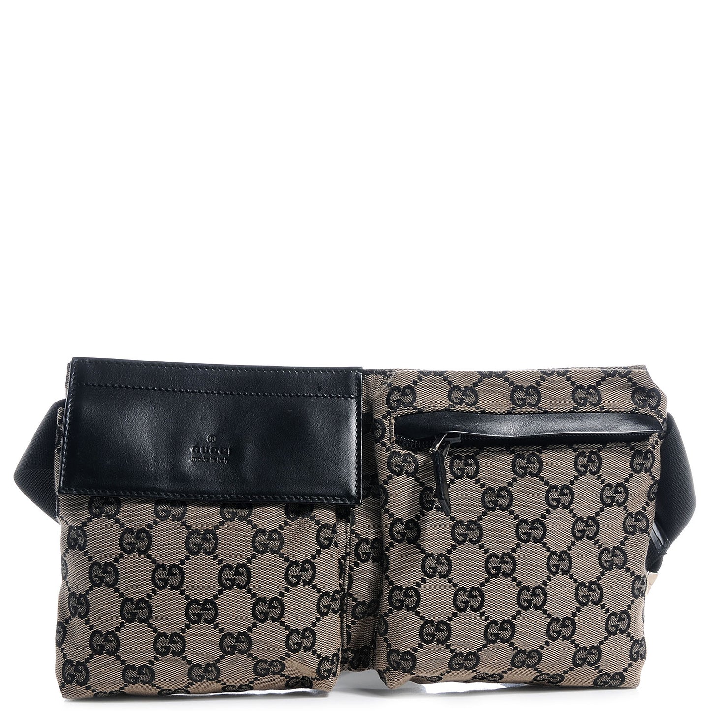 GG Monogram Web Double Pocket Belt Bag Navy