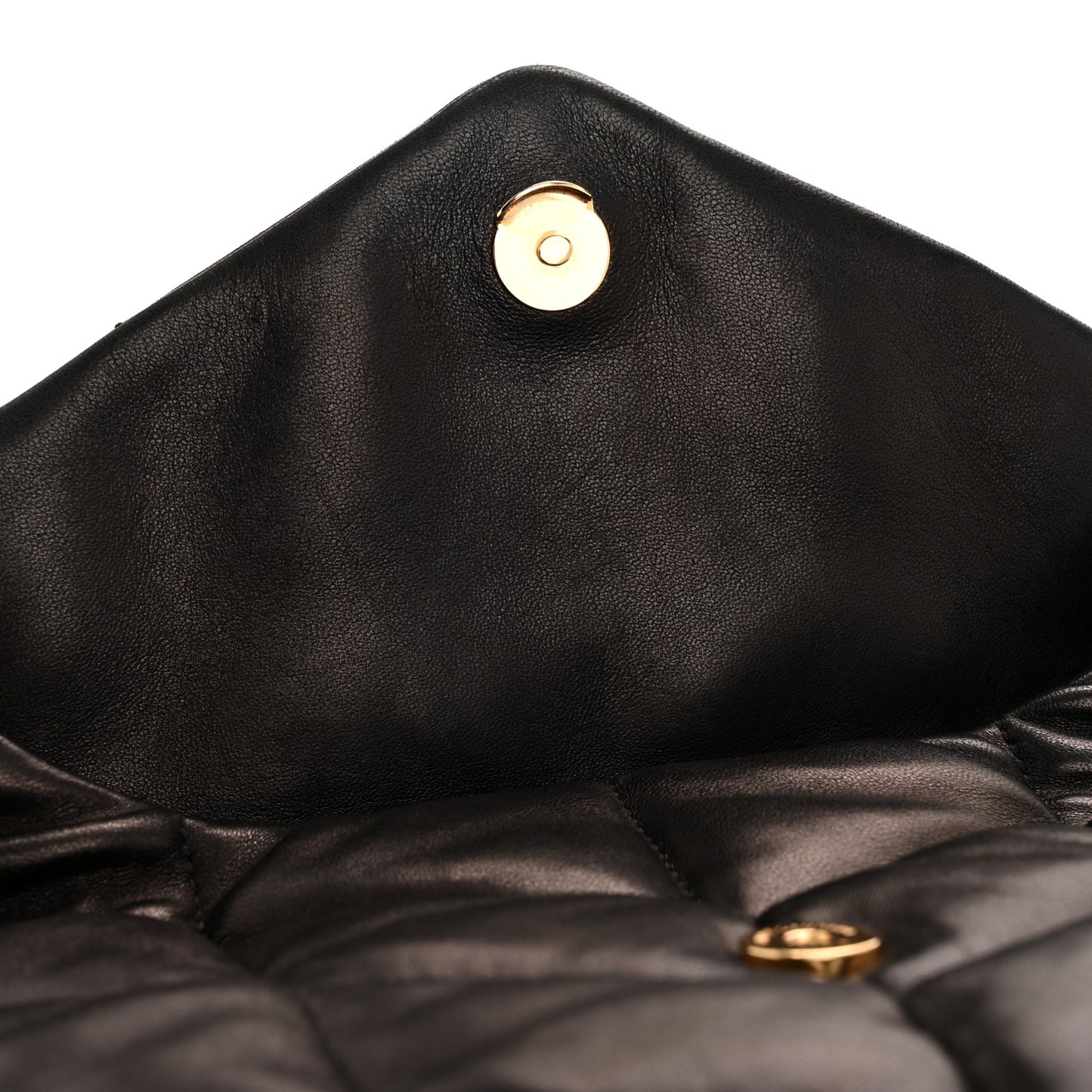 Lambskin Quilted Small Loulou Puffer Monogram Chain Satchel Black
