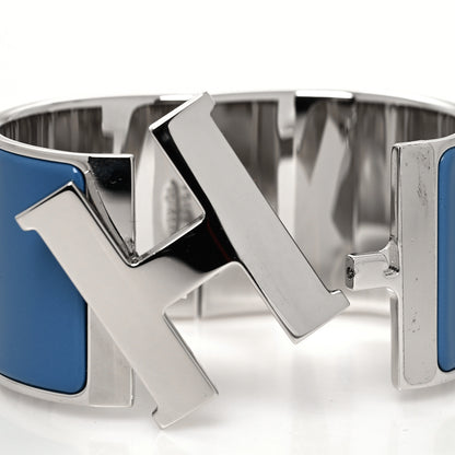 Hermes Enamel Extra Wide Clic Clac H Bracelet PM Bleu Turquin 4 of 5