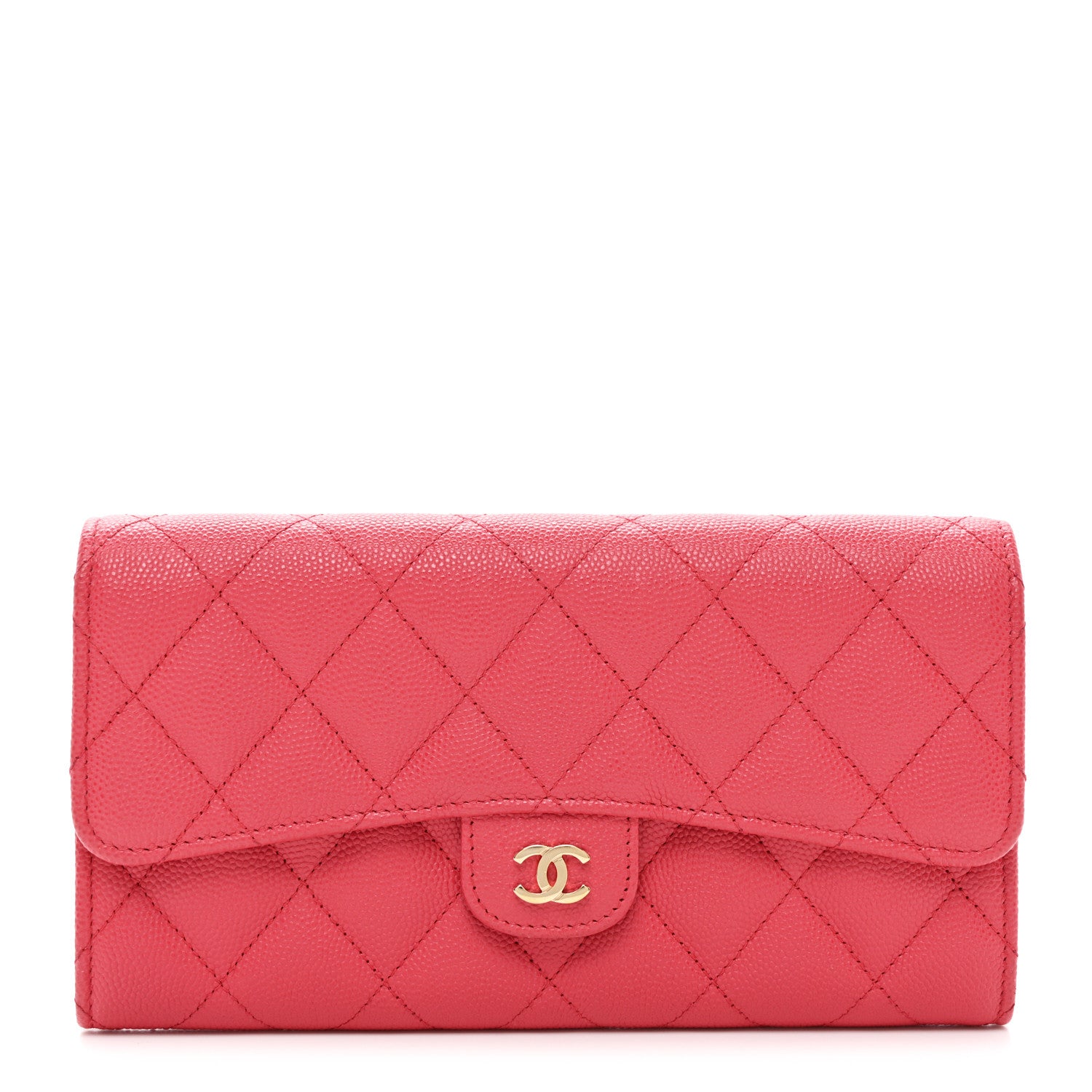 Chanel Caviar Quilted Large Gusset Flap Wallet Pink 1 of 8