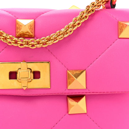 Valentino Garavani Nappa Large Roman Stud Shoulder Bag Pink PP 7 of 12