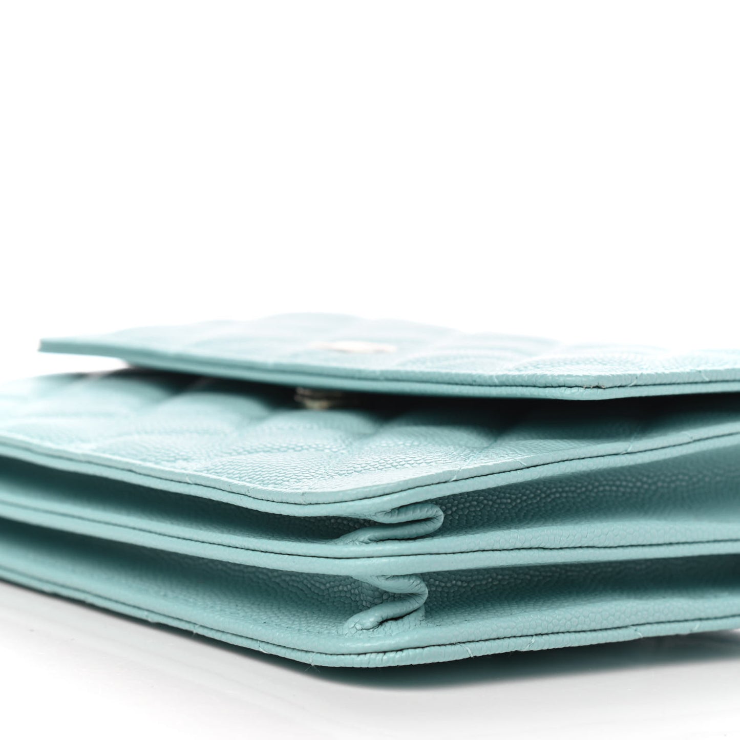 Caviar Quilted Square Wallet On Chain WOC Light Blue