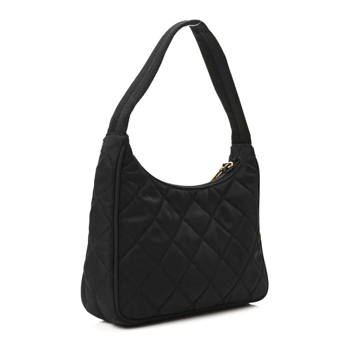 Tessuto Nylon Stitched Shoulder Bag Black