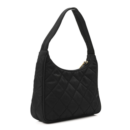 Prada Tessuto Nylon Stitched Shoulder Bag Black 3 of 11