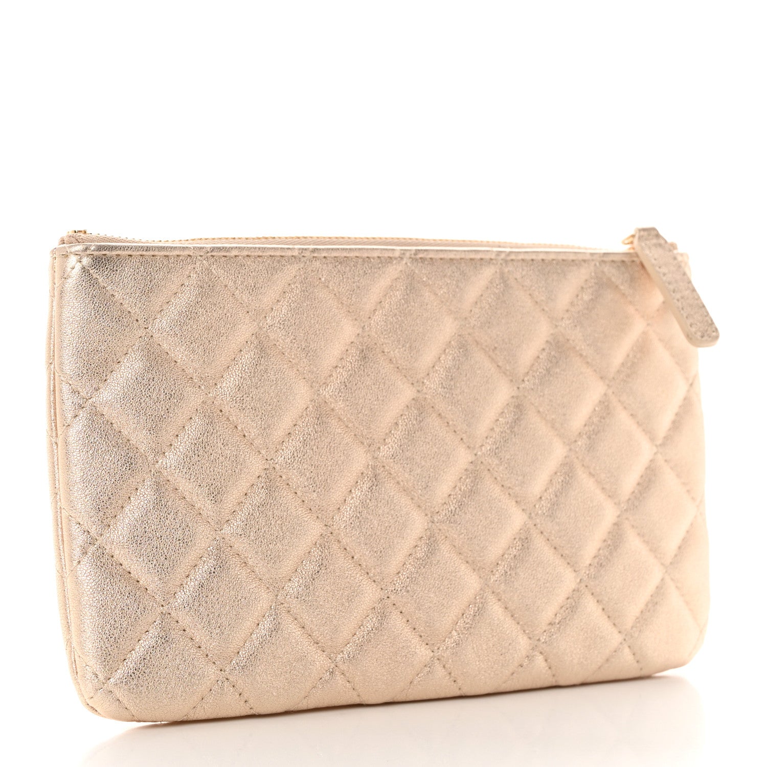 Chanel Metallic Lambskin Quilted Cosmetic Cas Gold 3 of 8