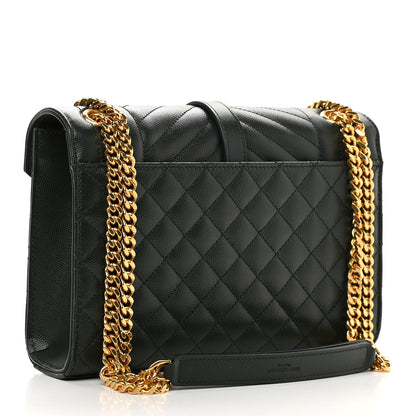 Saint Laurent Grain De Poudre Textured Mixed Matelasse Medium Triquilt Monogram Satchel Vert Fonce 2 of 9