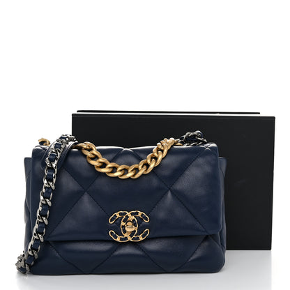 Chanel Lambskin Quilted Medium Chanel 19 Flap Navy Blue 11 of 11