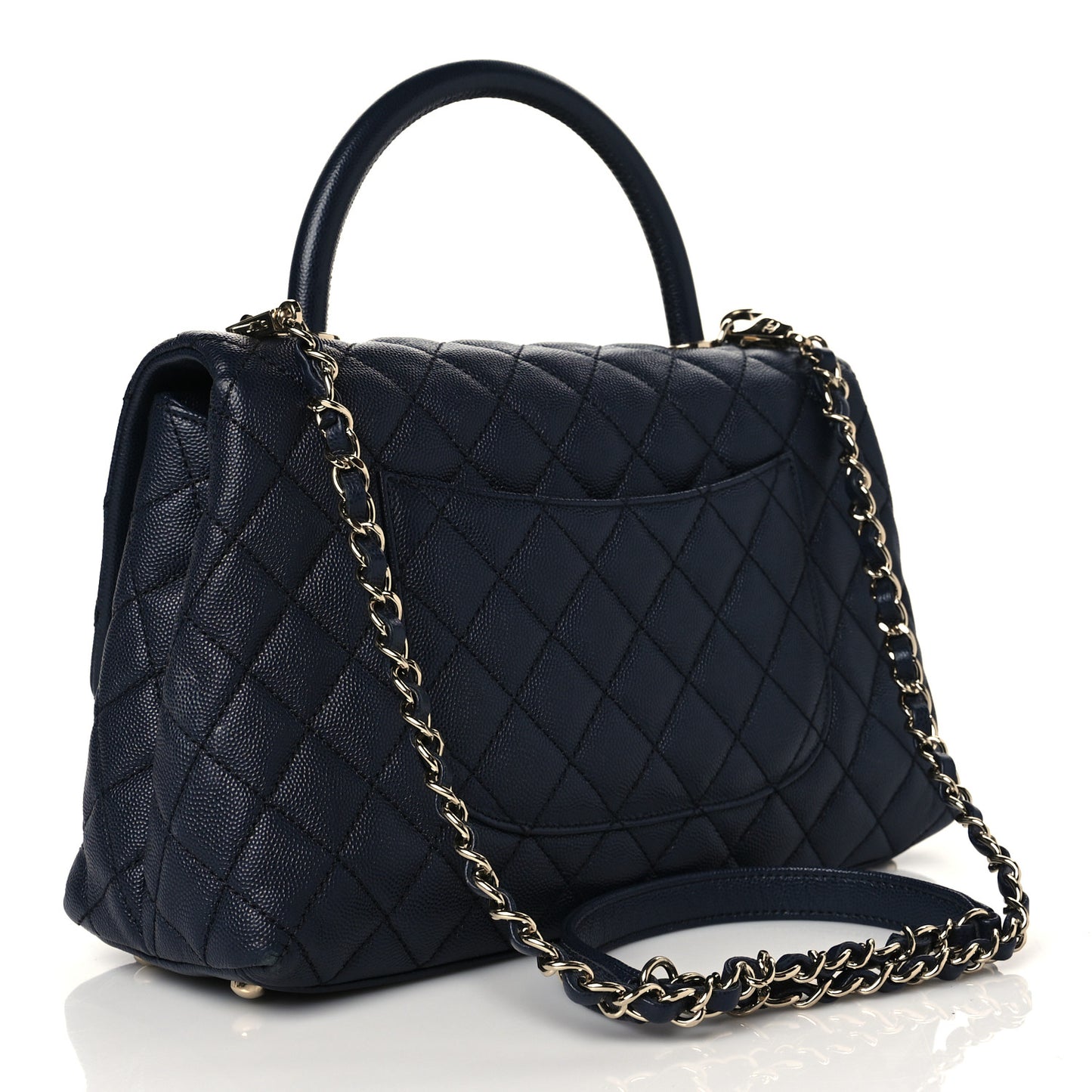Caviar Quilted Small Coco Handle Flap Navy