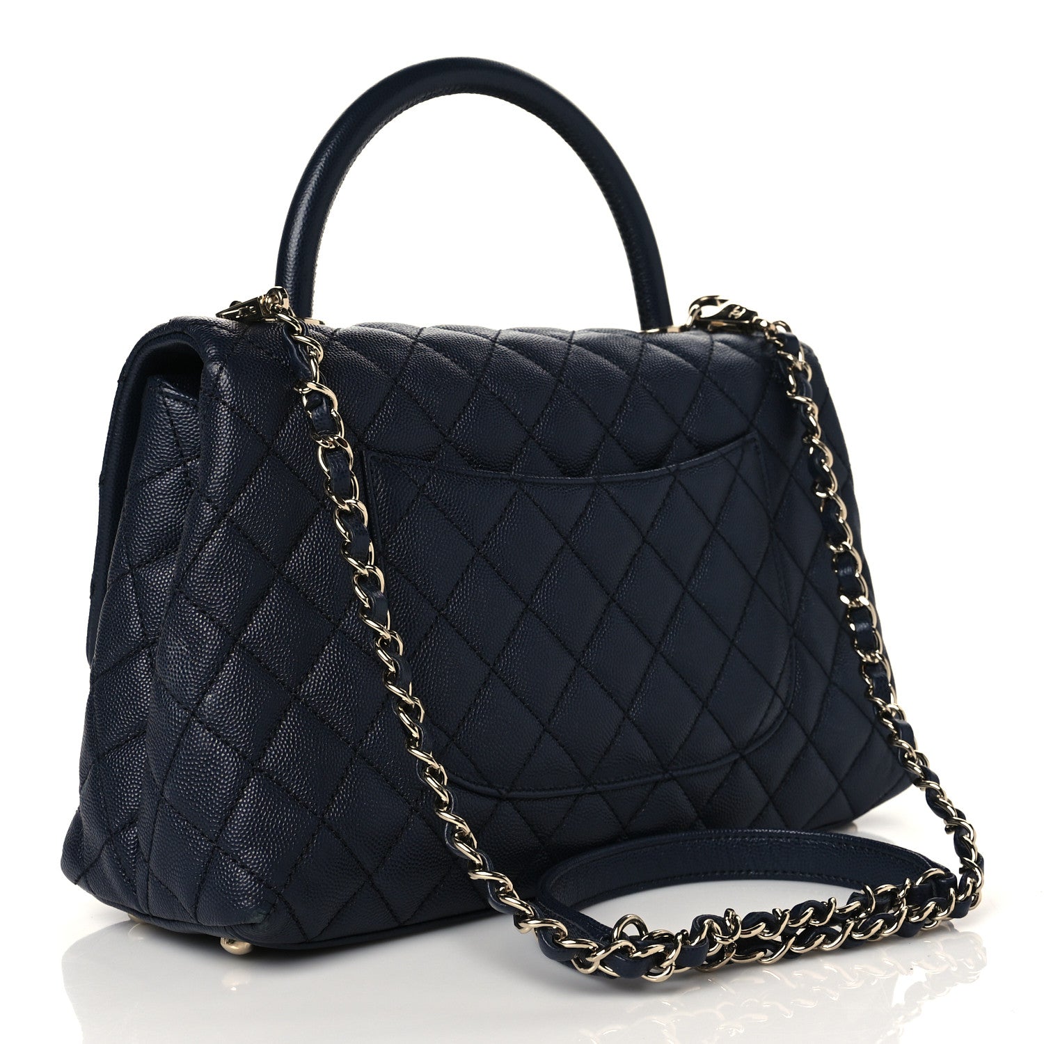 Chanel Caviar Quilted Small Coco Handle Flap Navy 2 of 12