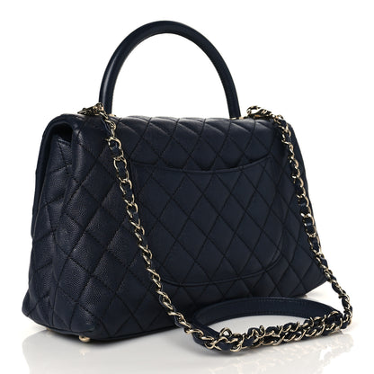 Chanel Caviar Quilted Small Coco Handle Flap Navy 2 of 12
