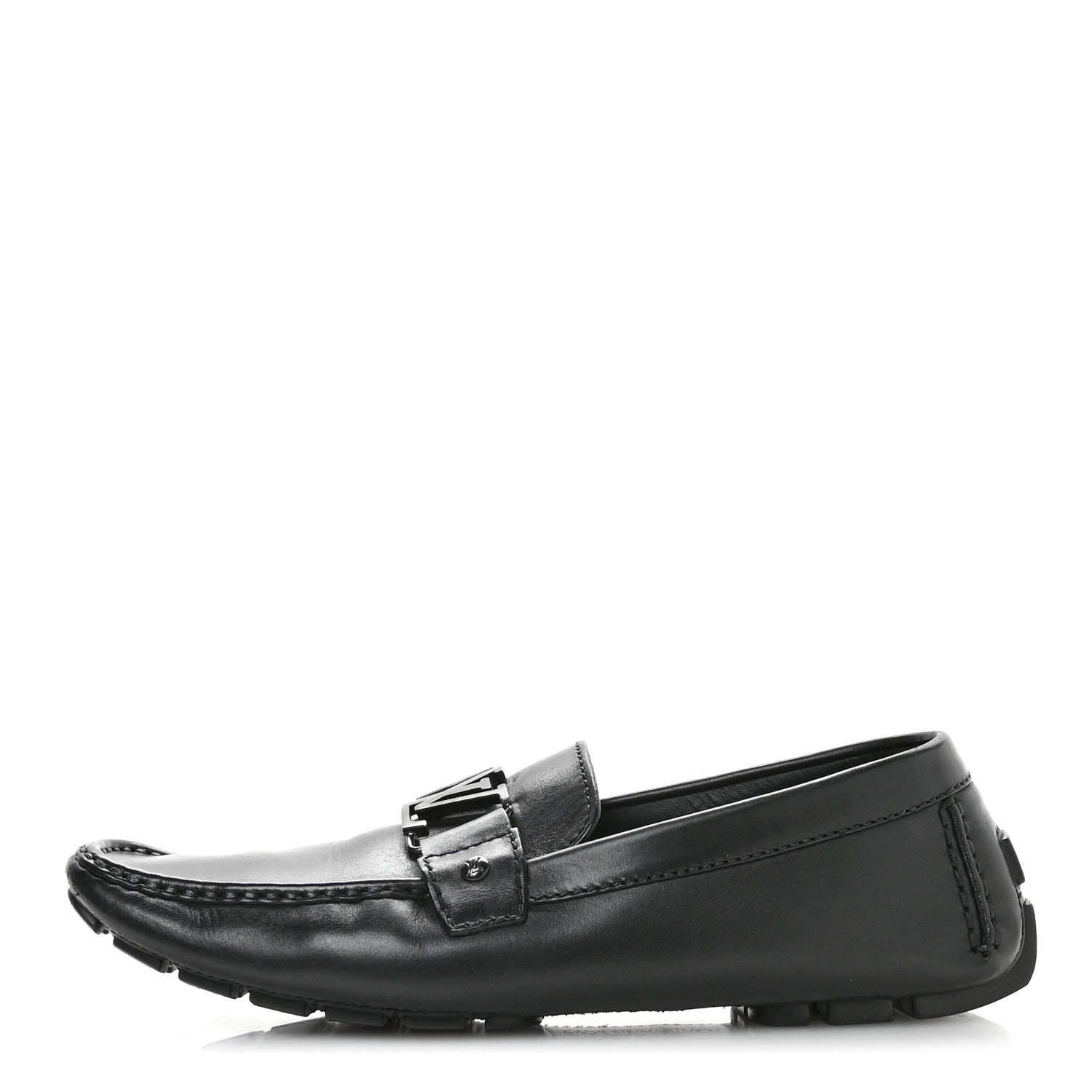 Louis Vuitton Calfskin Mens Monte Carlo Car Shoe Moccasin Loafers 10.5 Black 1 of 11