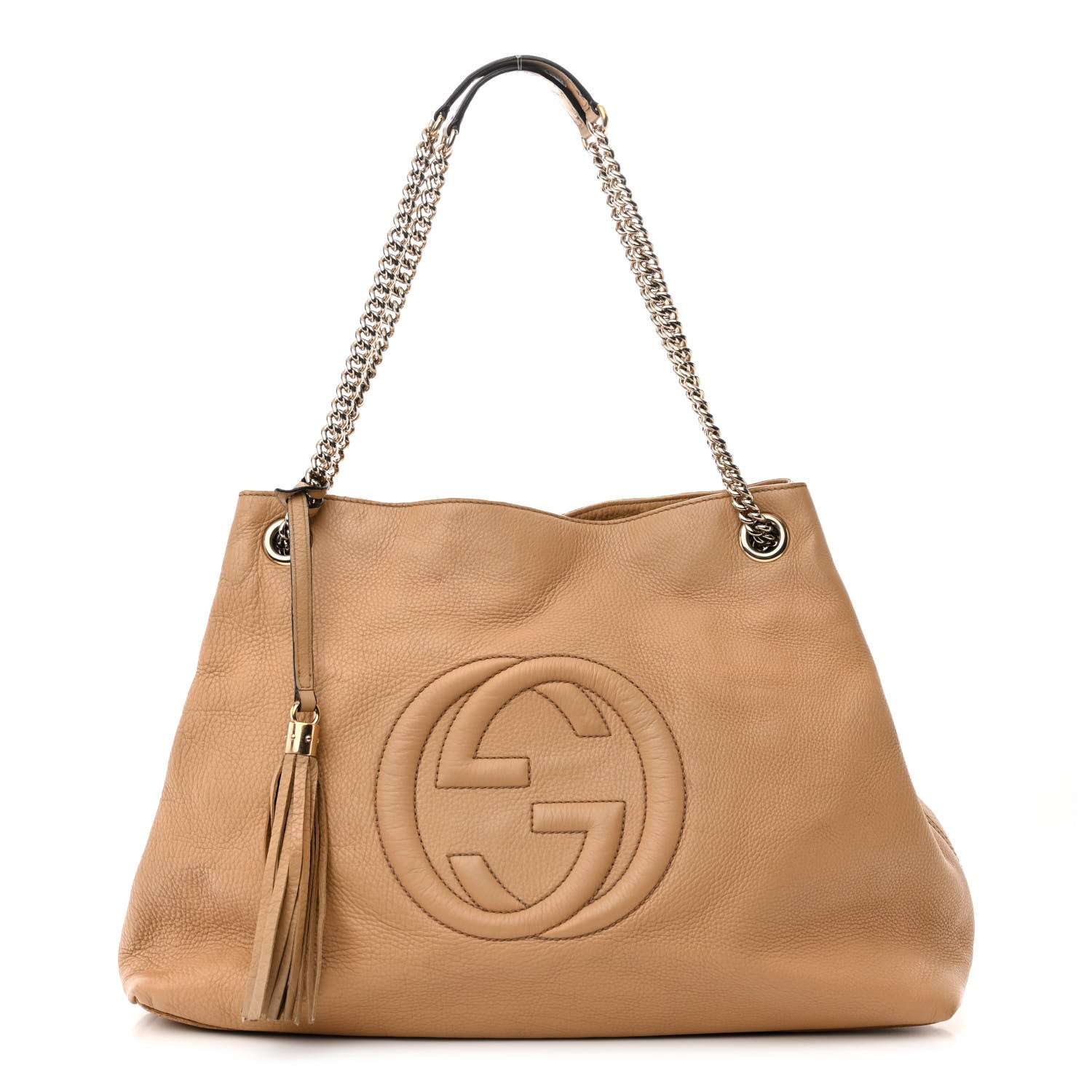 Gucci Pebbled Calfskin Large Soho Chain Shoulder Bag Nude 1 of 19