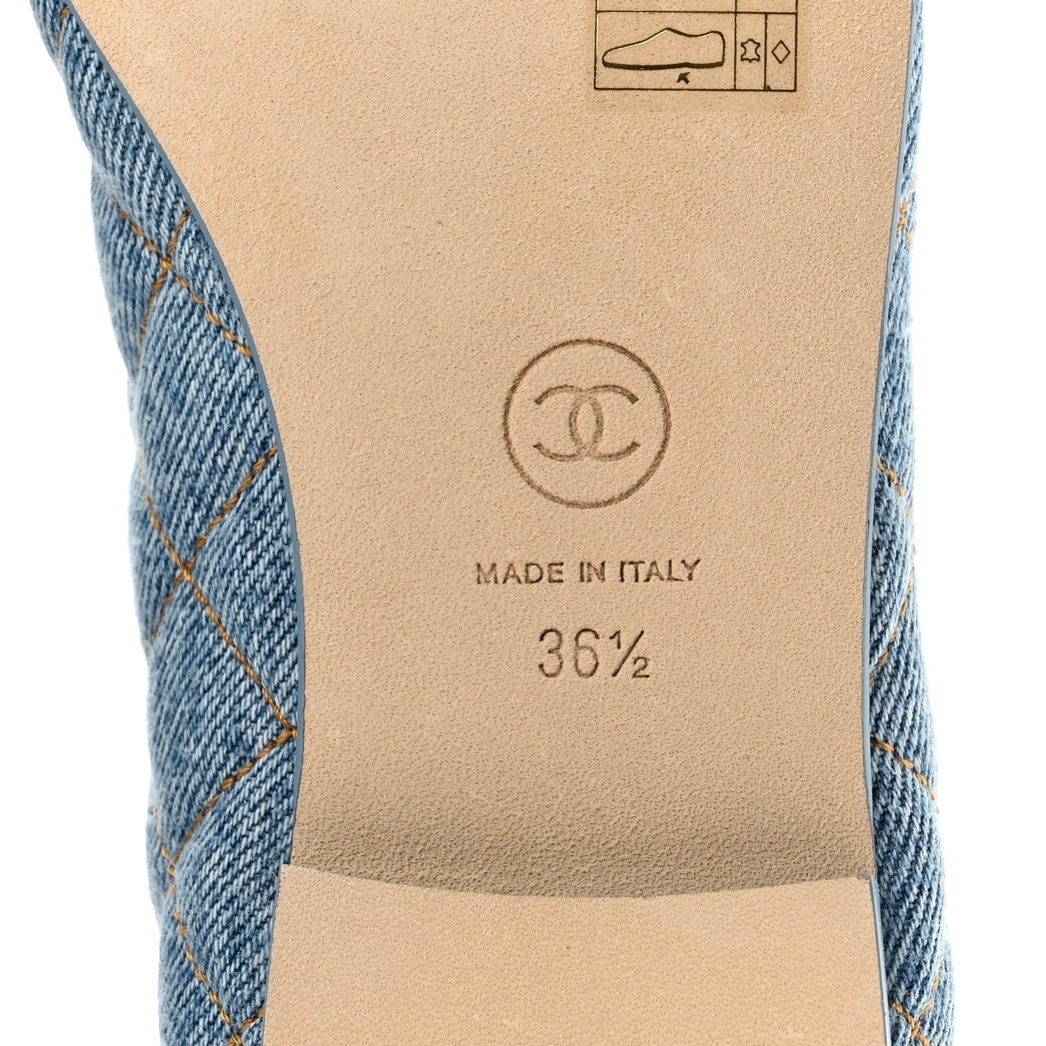 Chanel Denim Quilted CC Cap Toe Ballerina Flats 36.5 Light Blue 8 of 10