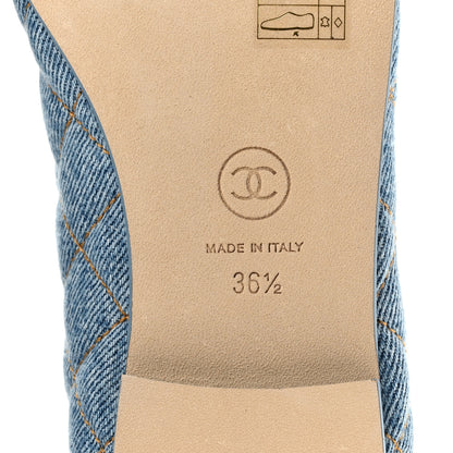 Chanel Denim Quilted CC Cap Toe Ballerina Flats 36.5 Light Blue 8 of 10