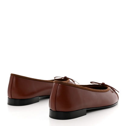 Chanel Lambskin Cap Toe CC Ballerina Flats 37 Burgundy 4 of 10
