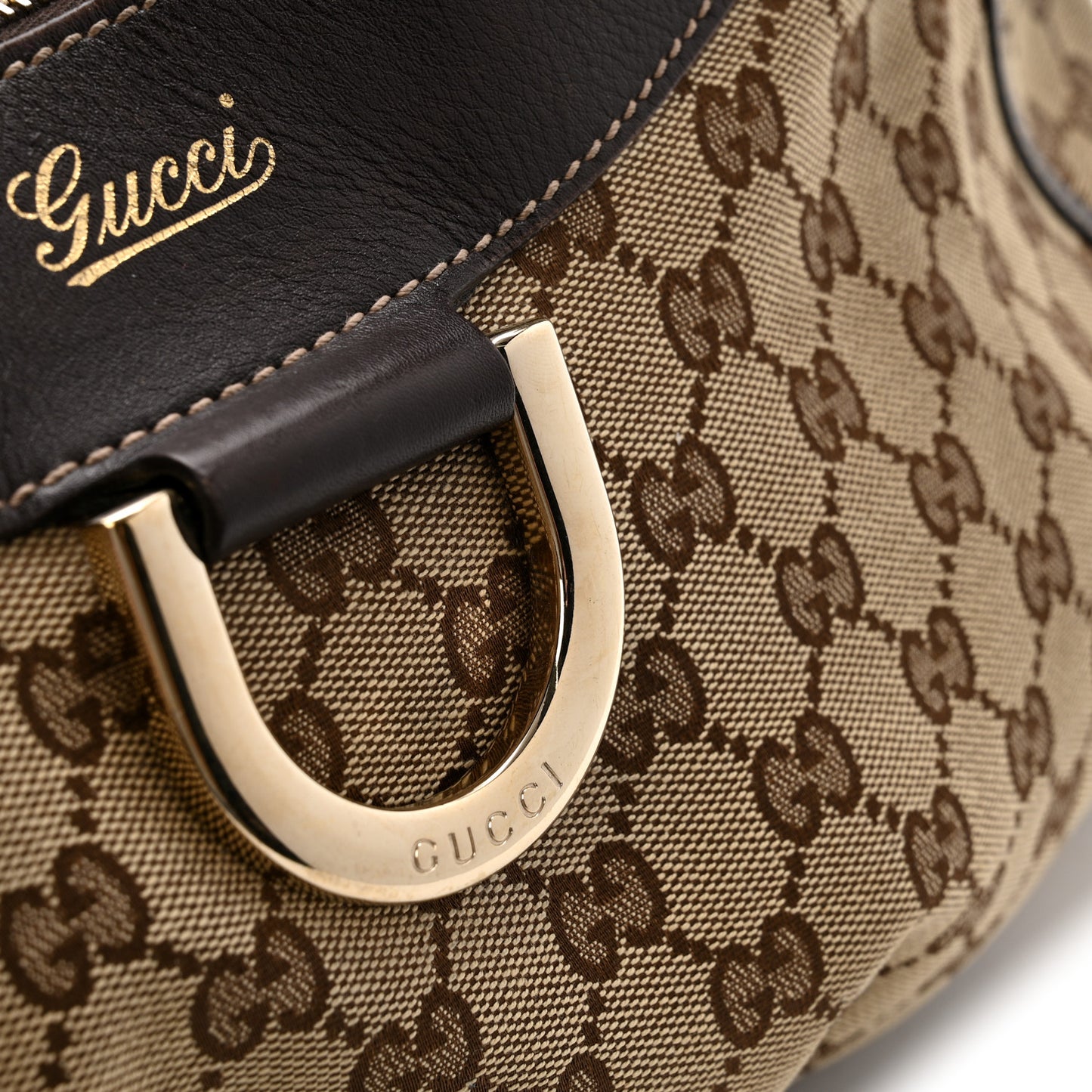 Monogram Large D Gold Hobo Dark Brown