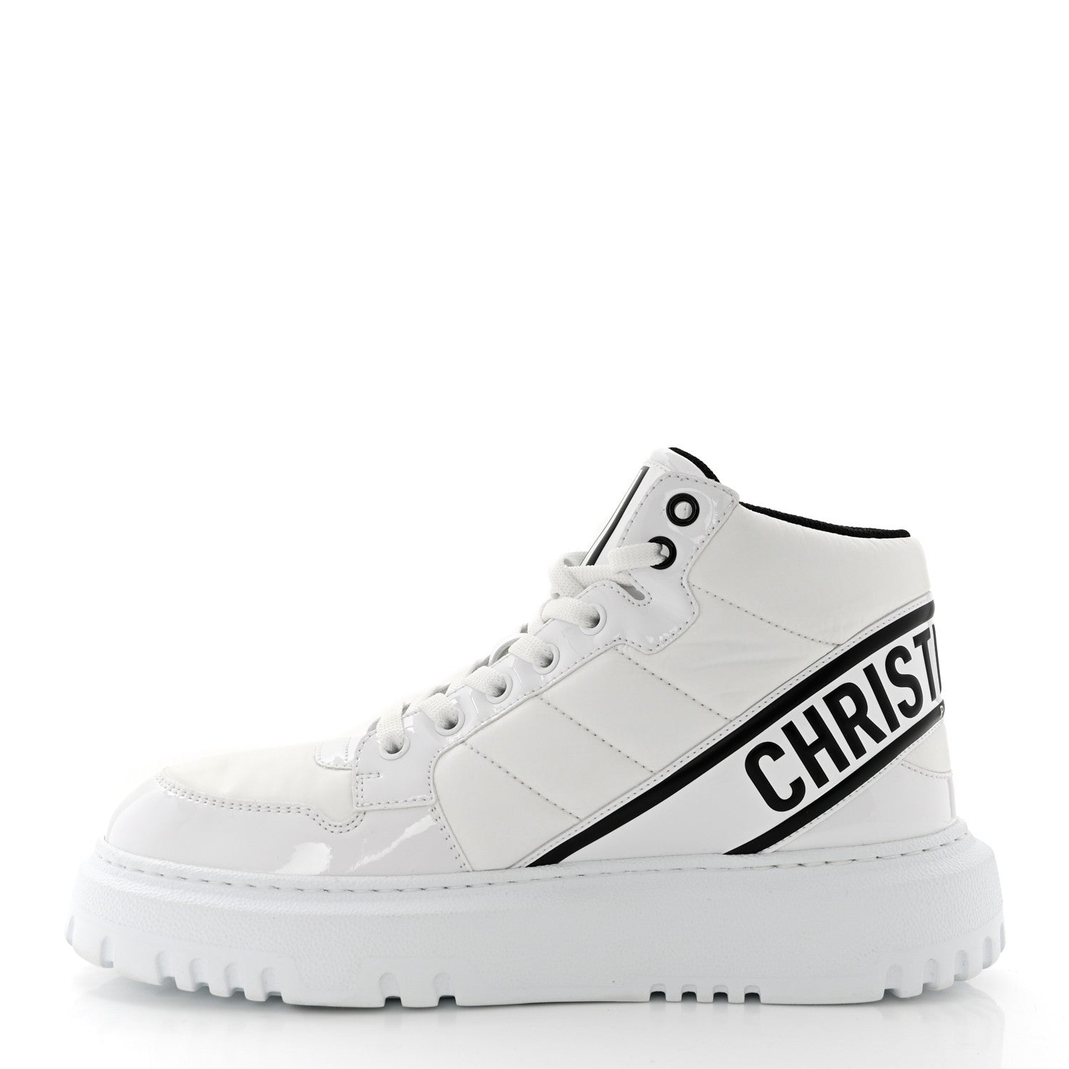 Christian Dior Nylon Fabric Womens D-Player High Top Sneakers 38 White Black 1 of 8