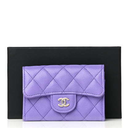 Chanel Caviar Quilted Flap Card Holder Wallet Purple 12 of 12