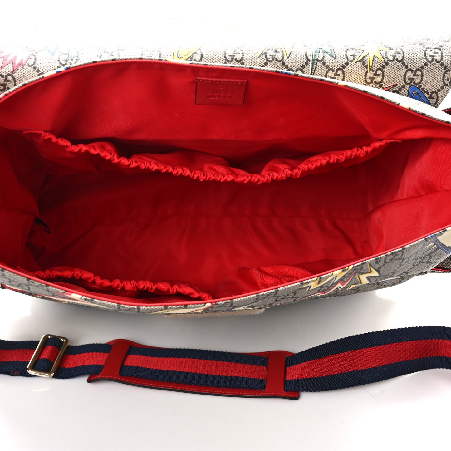 GG Supreme Monogram Space Diaper Bag Red