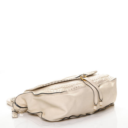 Chloe Calfskin Perforated Large Marcie Satchel Porcelain 4 of 6