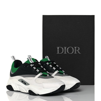Christian Dior Technical Mesh Calfskin Mens B22 Sneakers 44 White Black Green 15 of 15