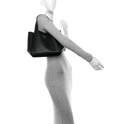 Prada Vitello Daino Soft Medium Dynamique Tote Black 2 of 12