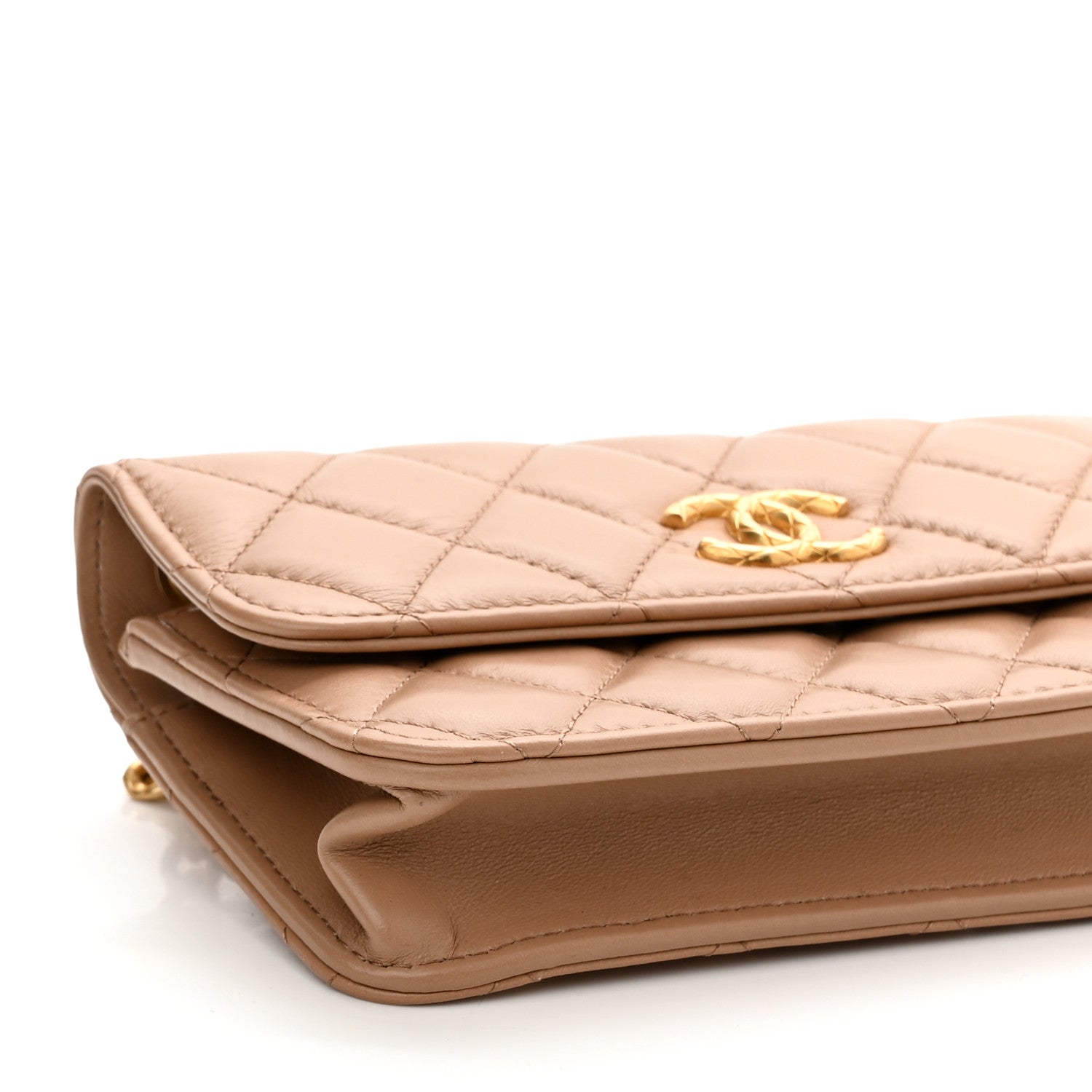 Chanel Lambskin Quilted Pillow Crush Flap Phone Holder With Chain Beige 10 of 12