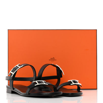 Hermes Calfskin Cristal Sandals 37.5 Black 17 of 17