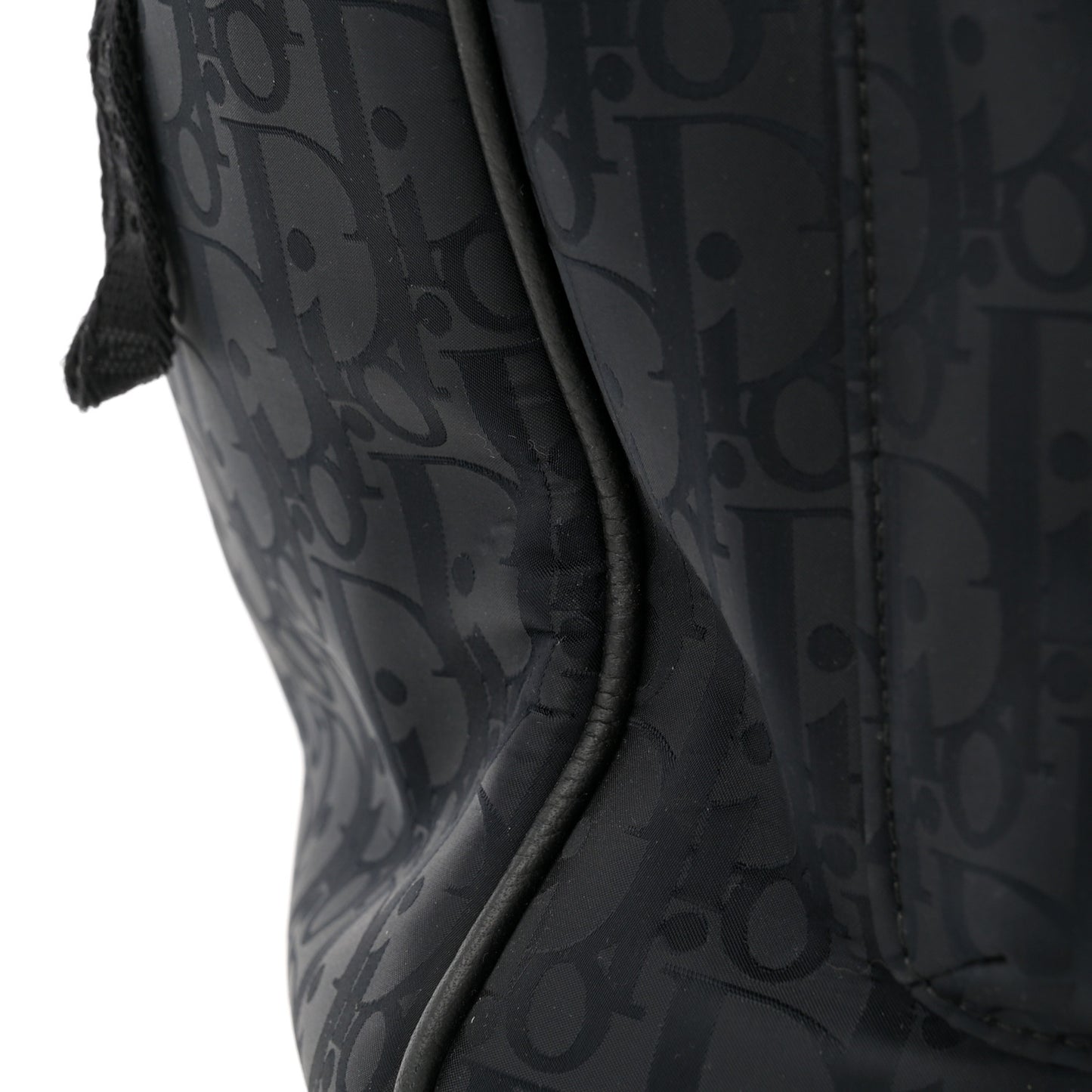 Grained Calfskin Nylon Oblique Explorer Backpack Black