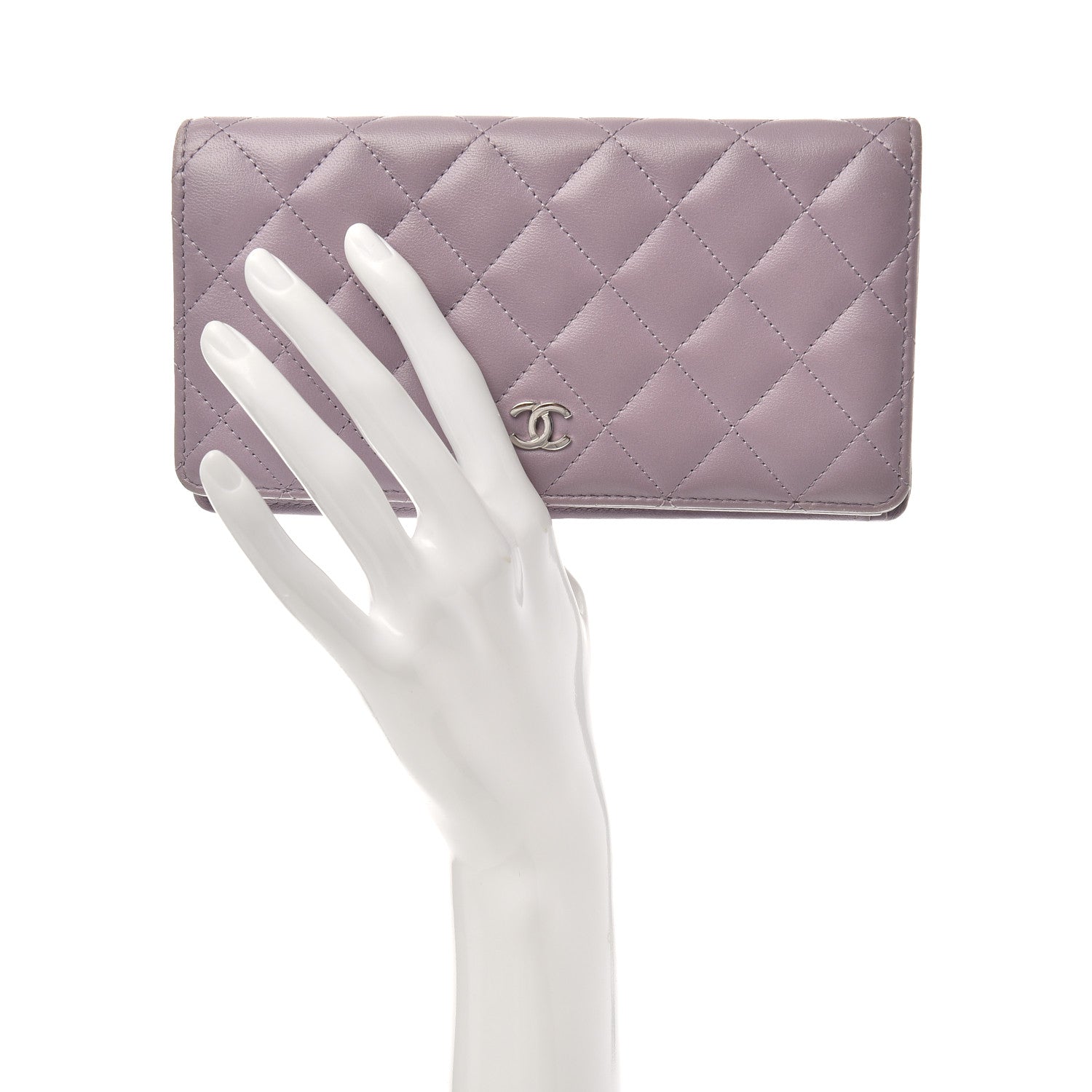 Chanel Lambskin Quilted Yen Wallet Light Purple 2 of 11