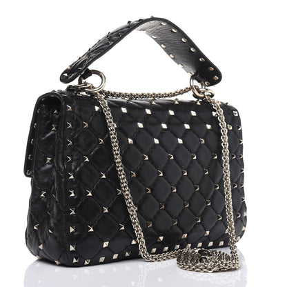 Valentino Garavani Lambskin Medium Rockstud Spike Shoulder Bag Black 3 of 11