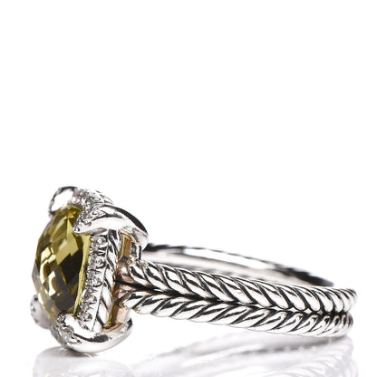 David Yurman Sterling Silver Diamond Lemon Citrine 9mm Chatelaine Pave Bezel Ring 51 5.75 3 of 6