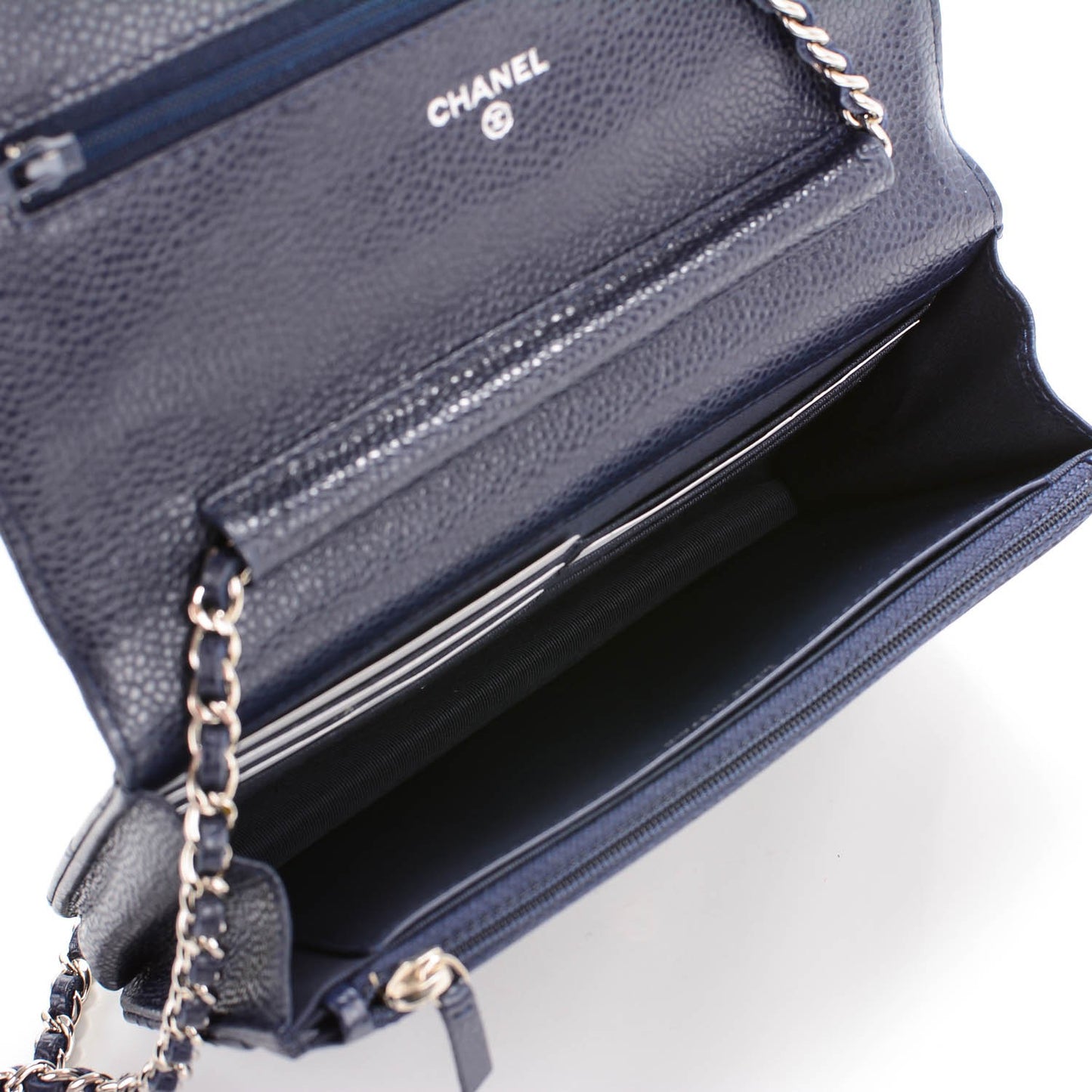 Caviar Quilted Wallet On Chain WOC Navy