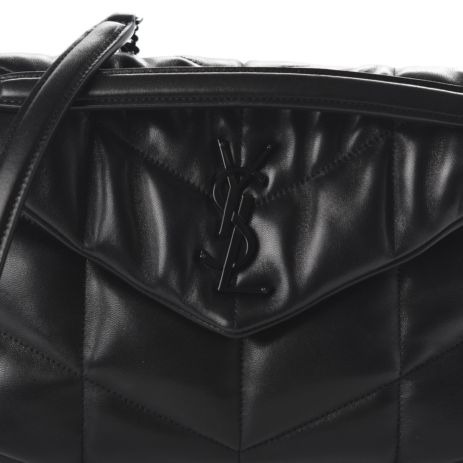 Saint Laurent Lambskin Quilted Small Loulou Puffer Monogram Chain Satchel Black 8 of 8