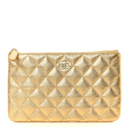 Chanel Metallic Caviar Quilted Small Zipped Pouch Gold 1 of 9