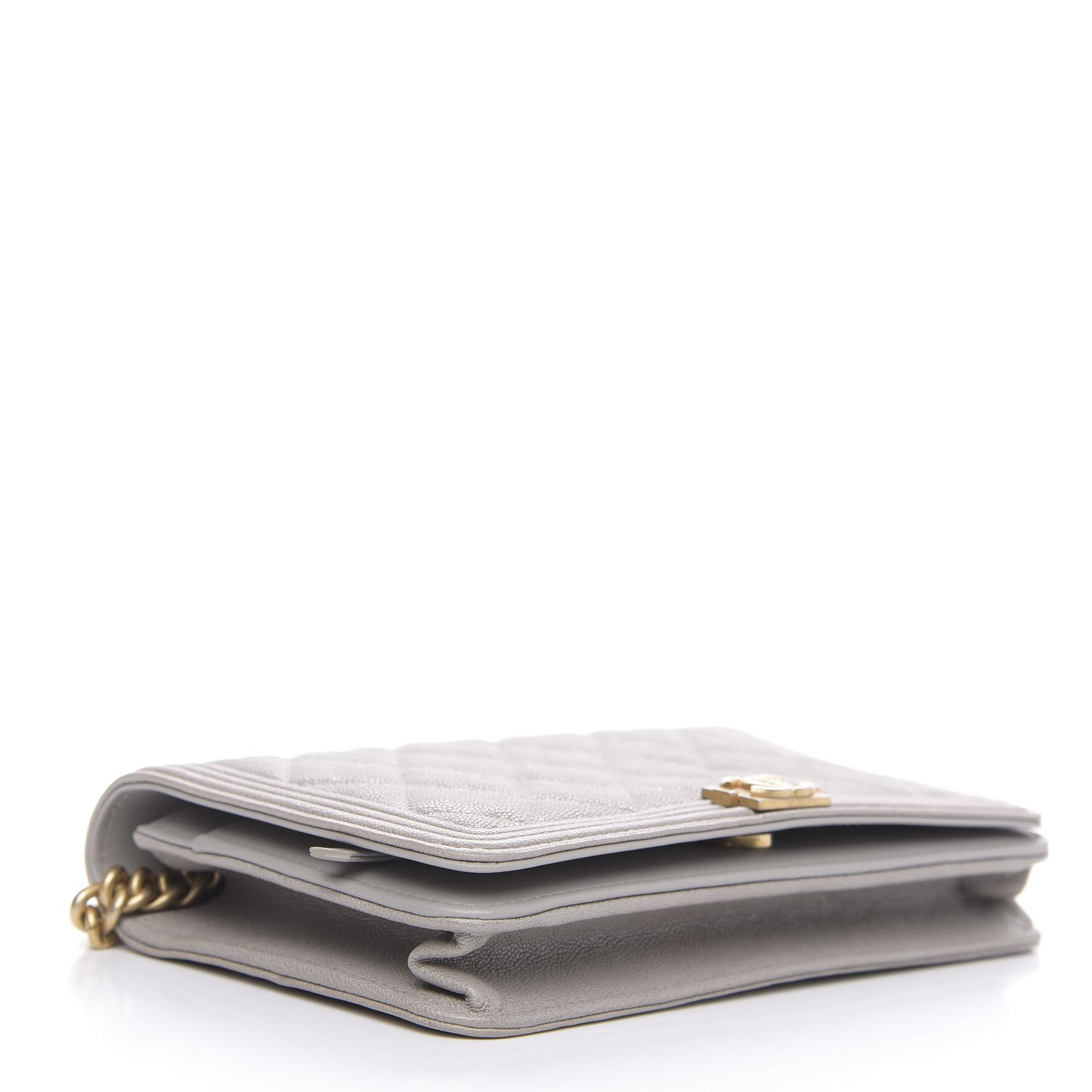 Caviar Quilted Boy Wallet On Chain WOC Grey